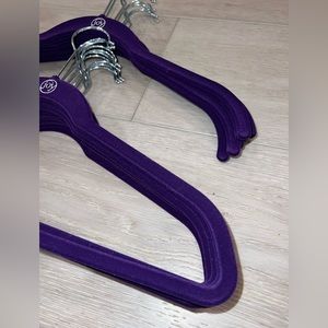 Joy Mangano, slim velvet hangers, chrome and violet purple